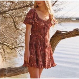 Ulla Johnson Juniper Mini Dress Prairie Cottage Milkmaid Rosebud Crimson Red 0